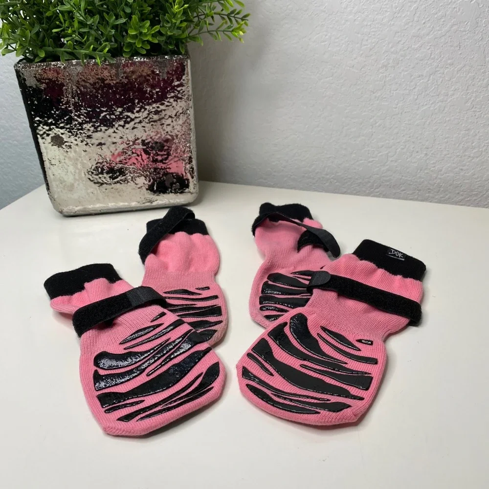 DOK TigerToes Premium‎ Non-Slip  Dog Socks Sassy Pink XL